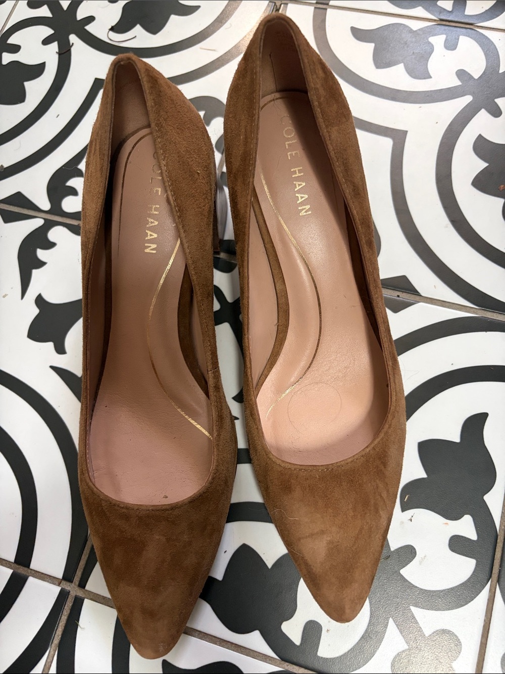 Cole Haan Brown Suede Pointed-Toe Pumps